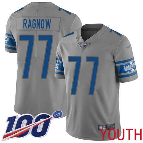 Detroit Lions Limited Gray Youth Frank Ragnow Jersey NFL Football #77 100th Season Inverted Legend